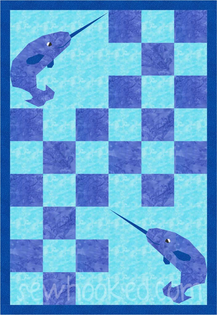 narwhal mini quilt
